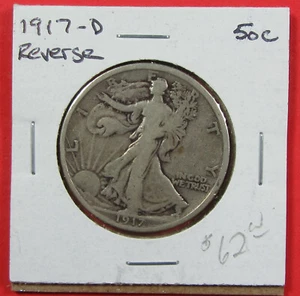 1917-D 50c Reverse U.S. Walking Liberty half dollar. Circulated. (625055) - Picture 1 of 4