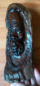 Vintage Holz Holz geschnitzt Afrikanische Figur Gesicht Skulptur Handarbeit Handarbeit  - Bild 1 von 12