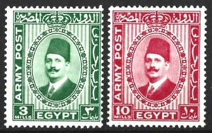 EGYPT / BRITISH FORCES 1936 KING FUAD 3m , 10m PAIR MINT - Picture 1 of 1