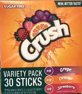 Crush Variety Pack Singles To Go Grape~ Orange ~Strawberry Drink - Picture 1 of 1