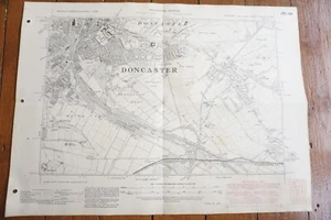1938 Doncaster Yorkshire LMS LNER Eisenbahn OS Leinen Karte Ref 28 - Bild 1 von 5