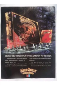 Hero Quest Raro Mb Juegos PUBLICIDAD ENMARCADA JUEGO PÓSTER A4 8X12" - Imagen 1 de 3