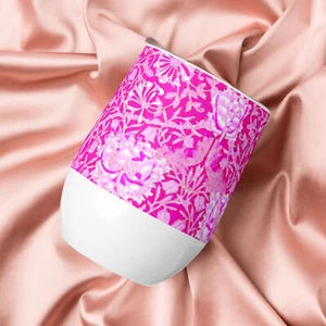 Decorated Wine tumbler "PinkHoneysuckle" 12 oz (355 ml) Unique Curved tumbler - Picture 1 of 1