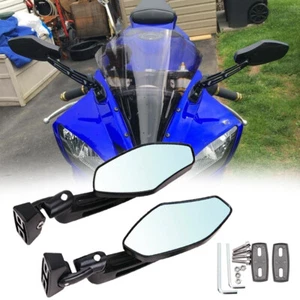 Motorcycle Cafe Race Review Side Wing Mirrors For Yamaha YZF R1 R6 R6S 1000 600 - Picture 1 of 12