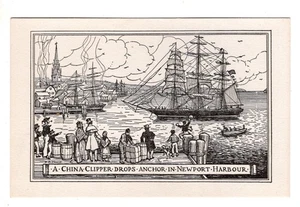 A China Clipper Drops Anchor in Newport Harbor Rhode Island Postcard RI - Picture 1 of 2