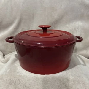 Forno olandese rotondo in ghisa smaltata Staub Basix #26 rosso made in France vintage - Foto 1 di 18