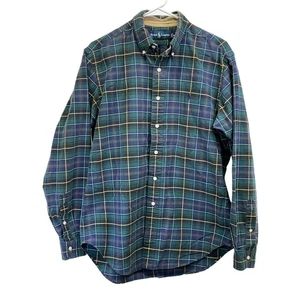 Vintage Ralph Lauren grün blau kariert Tartan Langarm Button Down Hemd Medium - Bild 1 von 10
