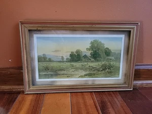 Antique Carl Weber Signed Quiet Meadows Art Print Pastoral Sheep 1904 READ - Picture 1 of 24