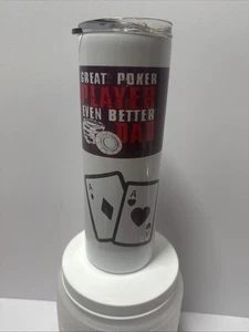 "Toller Pokerspieler noch besser Papa" Edelstahl Kaffeetasse in OVP  - Bild 1 von 12