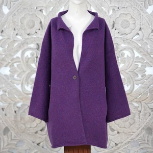 Eileen Fisher lila Wolle Kaschmir Coatigan Strickjacke Damen 2X italienisches Garn - Bild 1 von 8