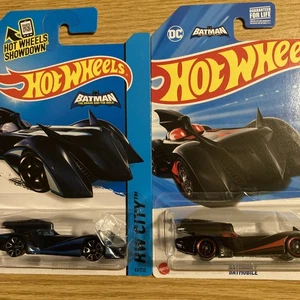 HOT WHEELS 2025 #145 BLACK & 2015 63 BLUE DC BATMAN BATMOBILE BRAVE AND THE BOLD - Picture 1 of 7