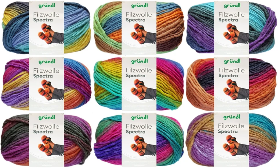 100 Gramm Gründl Wolle Filzwolle Spectra Farbauswahl - Bild 1 von 1