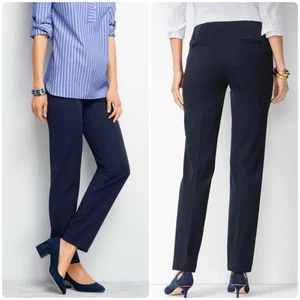 Talbots Bi-Stretch Straight Leg Pant Size 16 Long Navy Side Zip Preppy Career - Picture 1 of 10