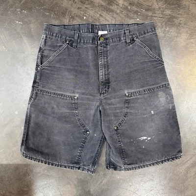 Pantalones Cortos Carpintero Doble Rodilla Vintage Carhartt “B80 BLK” Talla 36 Hecho en Unión Foto 1 de 4