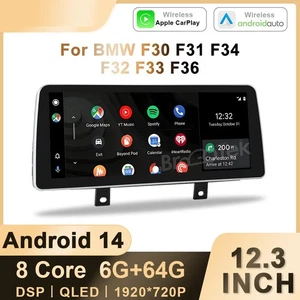64GB For BMW 3 4 Series F30 F31 F32 12.3'' Auto Car Play Android 14 Car Stereo - Picture 1 of 16