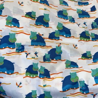 Tecido de algodão arco-íris patifes hipopótamos Hoffman Califórnia 5 jardas x 44" berçário - Imagem 1 de 3