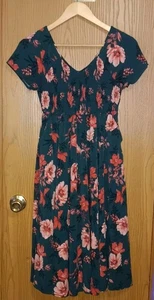 Prendisole donna Torrid Fit And Flare taglia 00 verde e floreale elasticizzato circonferenza petto... - Foto 1 di 9