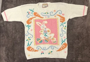 VTG 90s Crystal-Kobe Sweater Women’s Size L/G, Easter 🥕Spring Bunny 🐰🩷 - Picture 1 of 17