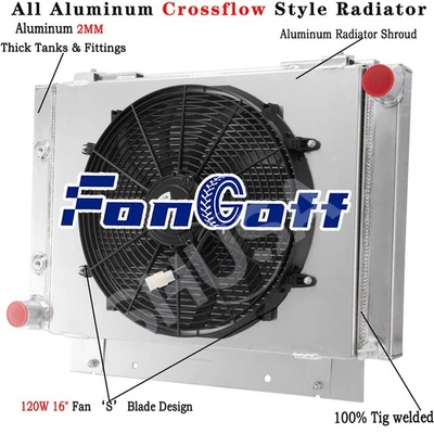 4 Row Aluminum Radiator Shroud Fan For 1960-1963 Ford Galaxie 500 500XL - Image 1 of 4