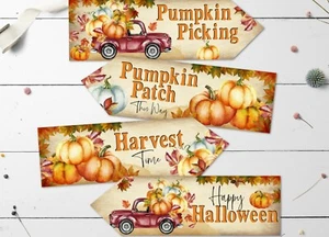 4 Halloween Harvest Time Pumpkin Patch Party Decoration Arrows - Picture 1 of 3