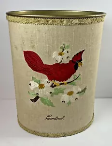 Vintage Metal Trash Can Needlepoint Cardinal Linen Todd Creations Waste Basket - Picture 1 of 18