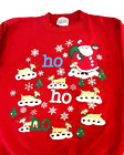 Christmas Red Sweatshirt Red Ho Ho Ho Large Santa Reindeer