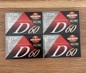 (4) Pack NEW TDK D60 Blank Cassette Tapes 60 Minute High Output Type I Normal - Picture 1 of 4