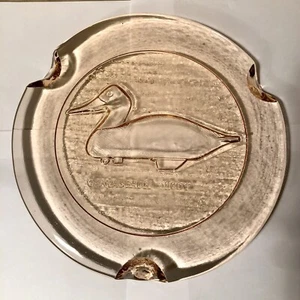 Vintage•”Canvasback Decoy”•Glass Trivet•Pink Depression Glass•Hunting Deco - Picture 1 of 10