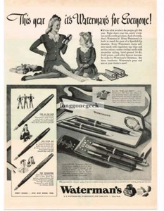 1942 Waterman's Pen Pencil 100 Year Set Vintage Ad Army Navy Leather Kit - Picture 1 of 1