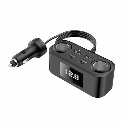 N54C 12V/24V Car Cigarette Lighter Adapter 2x USB QC3.0 & 2x Type C Pd 100W - image 1 of 4