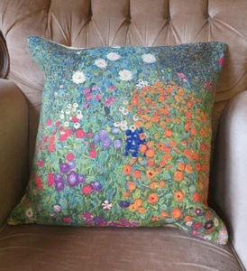 FLOWER GARDEN GUSTAV KLIMT RHS CHELSEA TAPESTRY CUSHION PILLOW COVER ONLY    - Picture 1 of 8