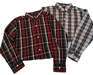 Two Izod Boys Plaid Button Down Long Sleeve Shirts L 10/12 -  XL 14/16 - Picture 1 of 7