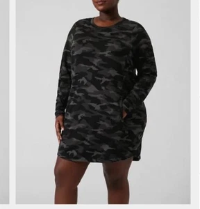 Athleta Plus Size Casual Balance Camo Lux Black Dress 2X - Picture 1 of 7