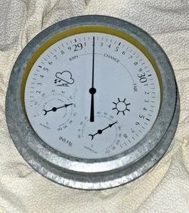 Galvanized Weather Station Humidity Temperature Wall Décor Cabin Barn Germany - Picture 1 of 4