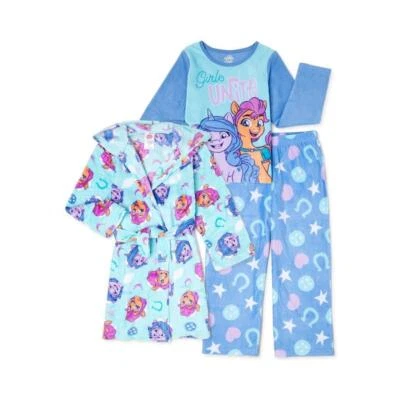 My Little Pony New Generation Girl's Fleece Hooded Robe and Pajama Set, Size 10 - Image 1 of 2