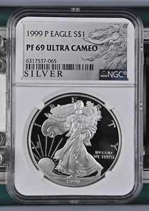 1999 P American Silver Eagle NGC PF69 Ultra Cameo - Picture 1 of 2