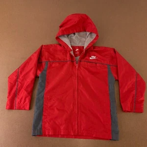Nike Youth Size 7 Red Lightweight Mesh Lined Pocketed Hooded Full Zip Jacket - Picture 1 of 9