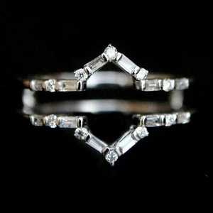 Anello Moissanite Argento Placcato Oro Bianco 14K Esaltatore Promessa Solitario Protezione - Foto 1 di 13