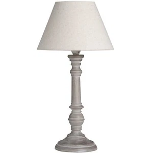Table Lamp Grey Washed Wooden Bedside Shabby Vintage Chic Plain Shade 40w E27 - Picture 1 of 3