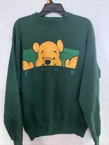 Vtg The Disney Store Sweatshirt Men's Green Winnie The Pooh 90's Crew Neck - Picture 1 of 4