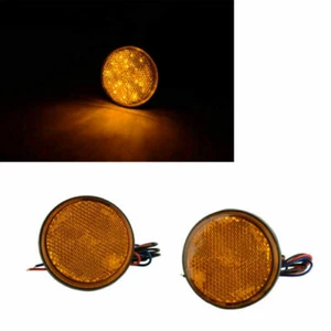 2 X Amber Motorcycle 24 SMD Round LED Reflector Turn Signal Brake Tail Light CT - Picture 1 of 4