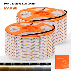 10m 24V LED Strip Lights SMD 2835 2700K-6000K Flexible Tape Lamp Cabinet Kitchen - Picture 1 of 30