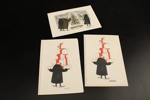 Suite of 3 Edward Gorey Christmas Holiday Cards, 2 Signed by Hand, Mr. Earbrass - Picture 1 of 9