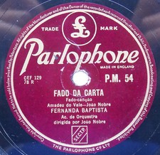 FERNANDA BAPTISTA Parlophone P.M. 54 Portuguese FADO 78 RPM RECORD