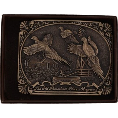 Nuevo Latón Cuello Anillo Faisán Vida Silvestre Arte Caza Cazador Nos Vintage Hebilla de Cinturón Foto 1 de 4