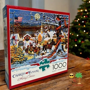 Charles Wysocki "Small Town Christmas" 1,000 Piece Puzzle 100% Complete w/Poster - Picture 1 of 7