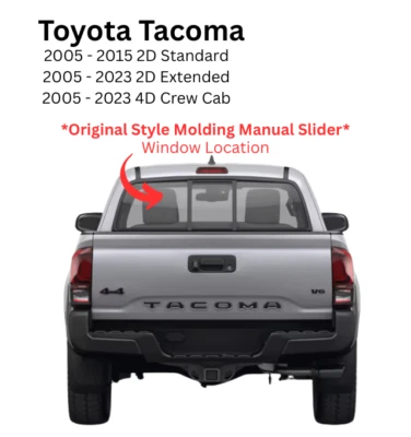 Fits 2005-2023 Toyota Tacoma Back Window Rear Slider Glass Original Style Look - Image 1 of 3