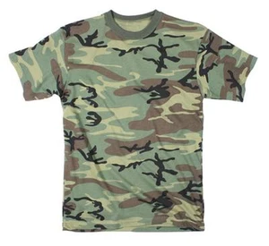 KIDS Woodland Camo T-Shirt Army Navy Boys Girls Children Hiking Camping Play - Picture 1 of 2