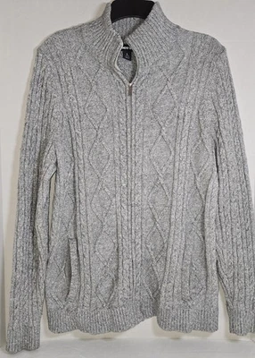 Suéter gris algodón cuello falso de pescador cremallera completa Lands End para mujer L (14-16) Foto 1 de 4