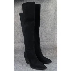 Zodiac Shoes Women 7.5 Boot Tall Western Ronson Fashion Cuban Heel Black OTK Zip - Picture 1 of 17